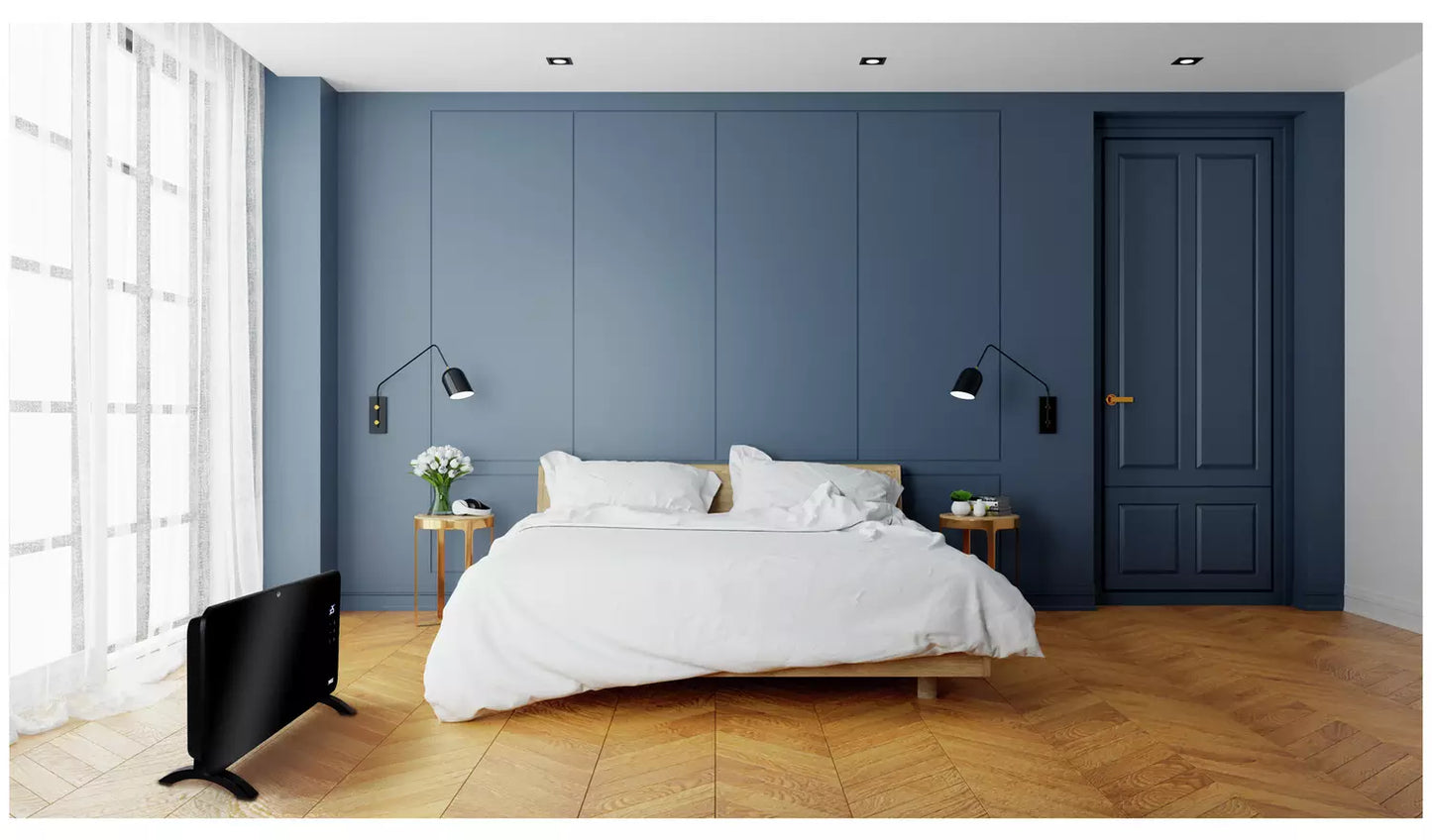 Princess 2kW Smart Glass Panel Heater - Black