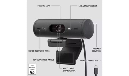 Logitech Brio 500 HD 1080p Webcam - Graphite