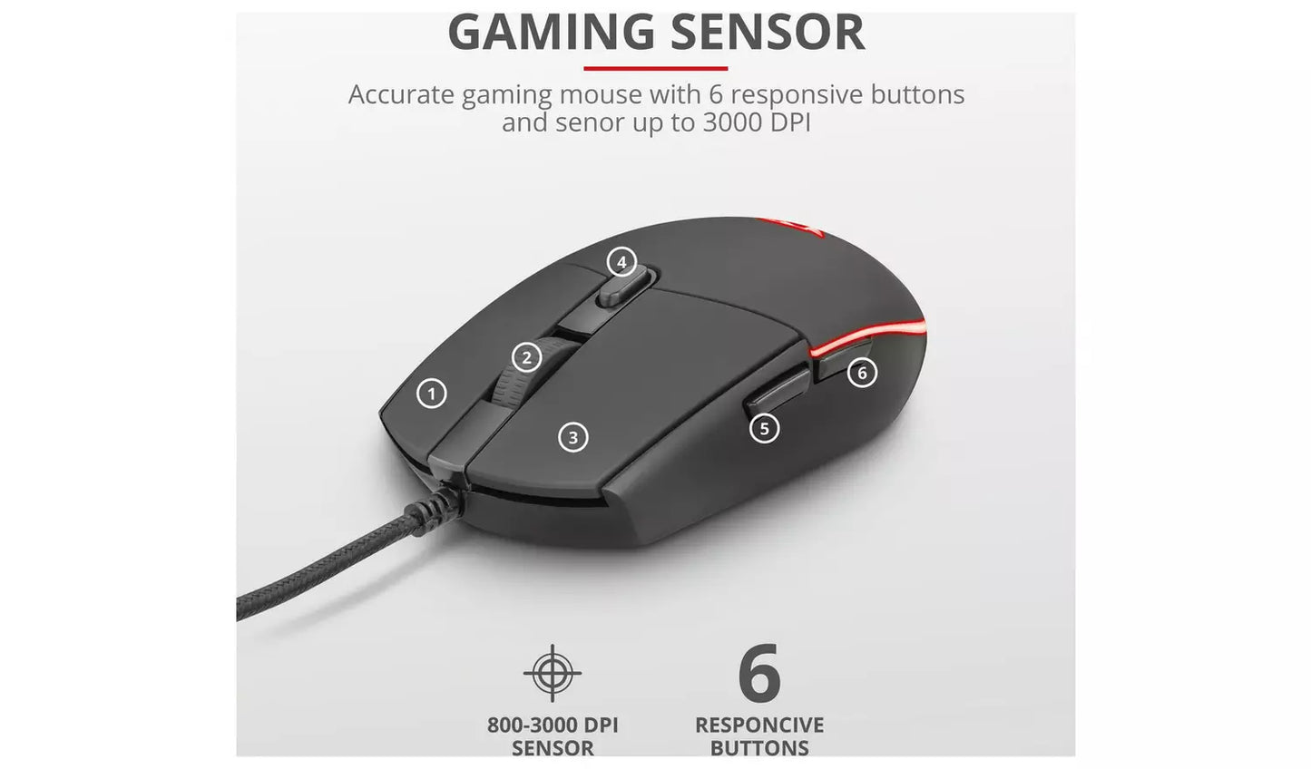 Trust GXT 838 AZOR Wired Gaming Mouse and Keyboard