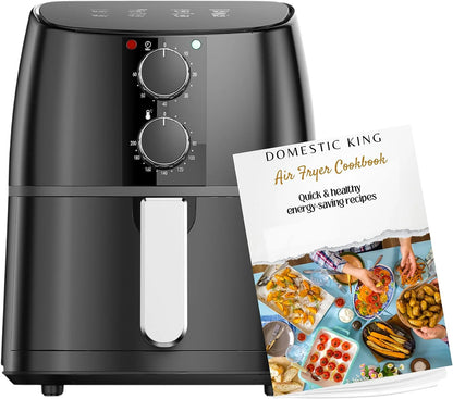 Domestic King 4L Air Fryer With Recipe Book, Timer & Temperature Control Black