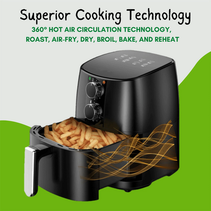 Domestic King 4L Air Fryer With Recipe Book, Timer & Temperature Control Black