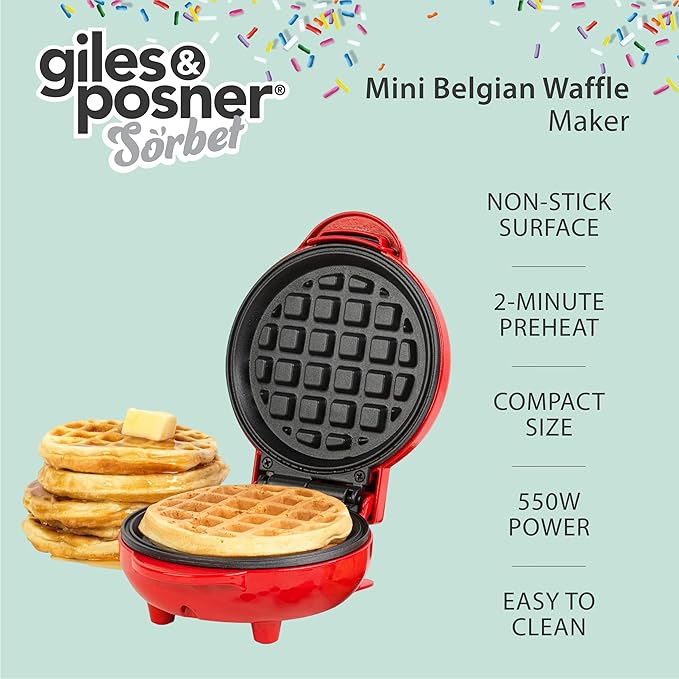 Giles & Posner EK4214G 550W Non-Stick Mini Waffle Maker