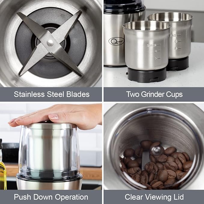 Quest Compact 200W Stainless Steel Electric Grinder