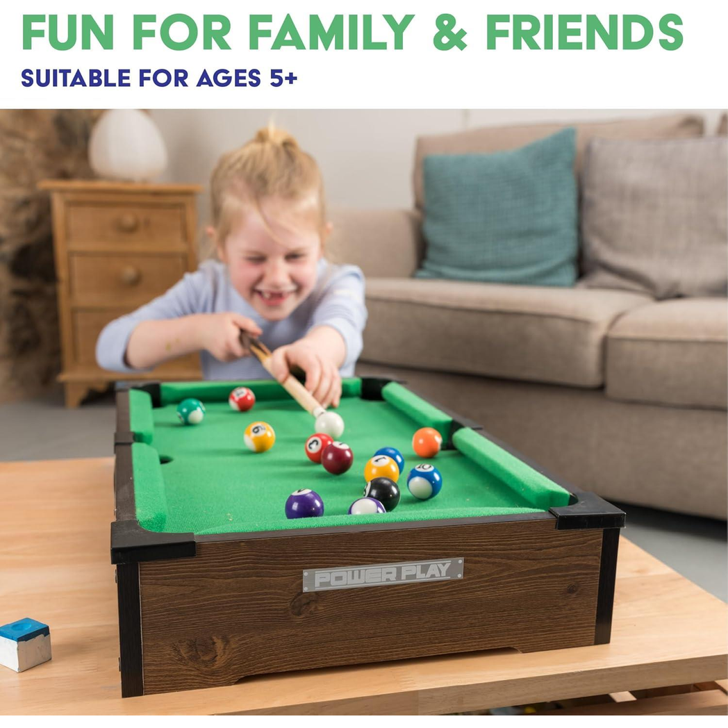 Power Play Kids Pool Billiard Snooker Indoor Table Top Game - 20"