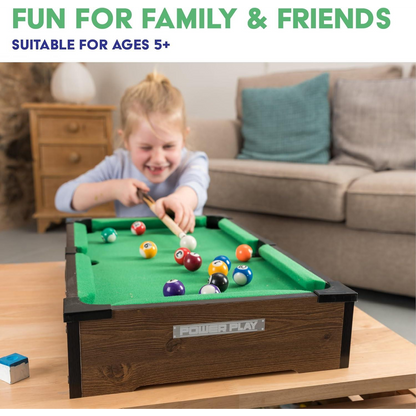 Power Play Kids Pool Billiard Snooker Indoor Table Top Game - 20"