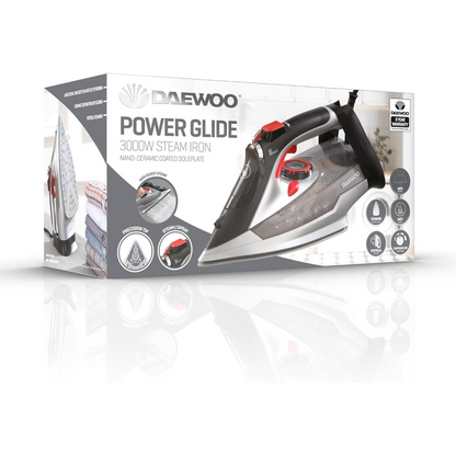 Daewoo Power Glide Iron, 3000W Steam Iron With Ceramic Soleplate, High Burst Steam And Precision Tip