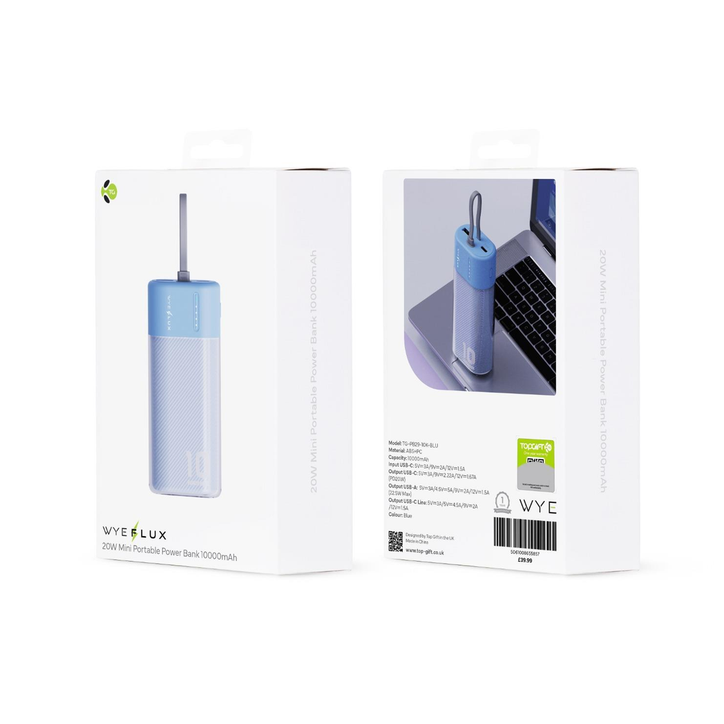 WYEFLUX 10000 mAh Mini Portable Power Bank - Blue