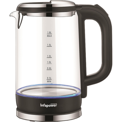 Infapower Glass 1800w 1.7L 360° Cordless Kettle- X507