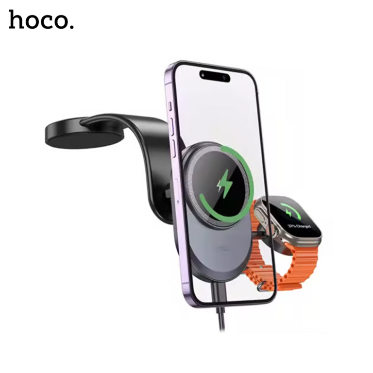 HOCO HW28 2 in 1 Car Center Console Wireless 15W Fast Charging Car Phone Holder